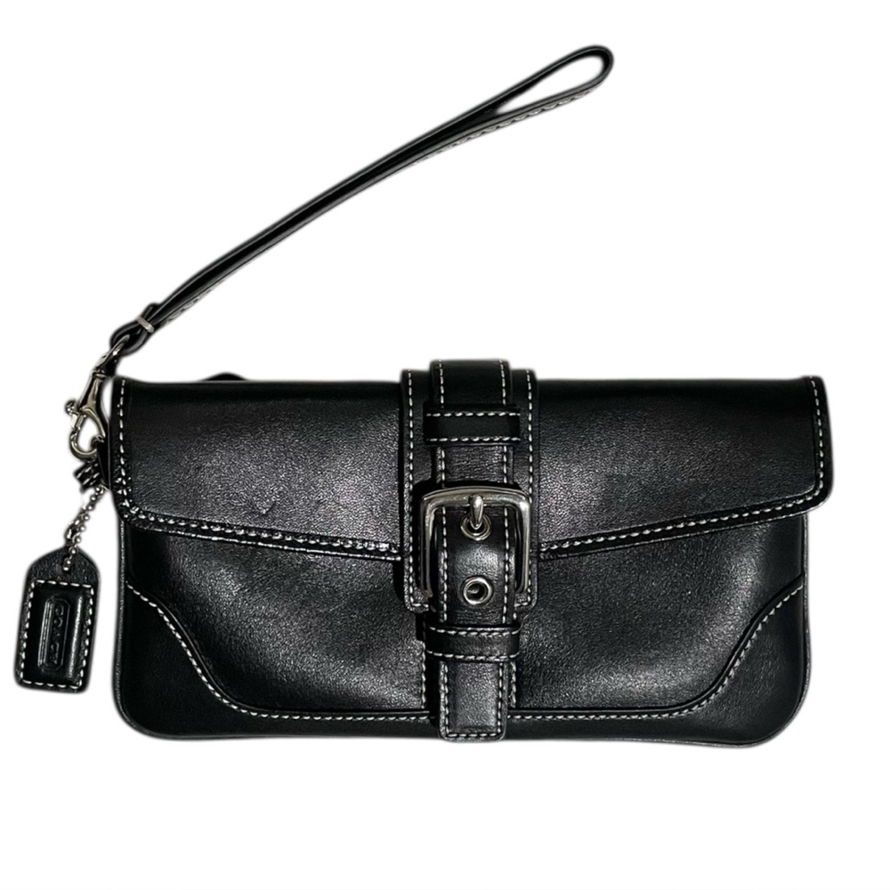 COACH Black Leather Wristlet